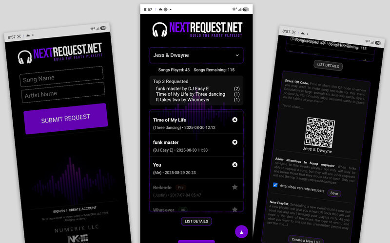 NextRequest music request interface