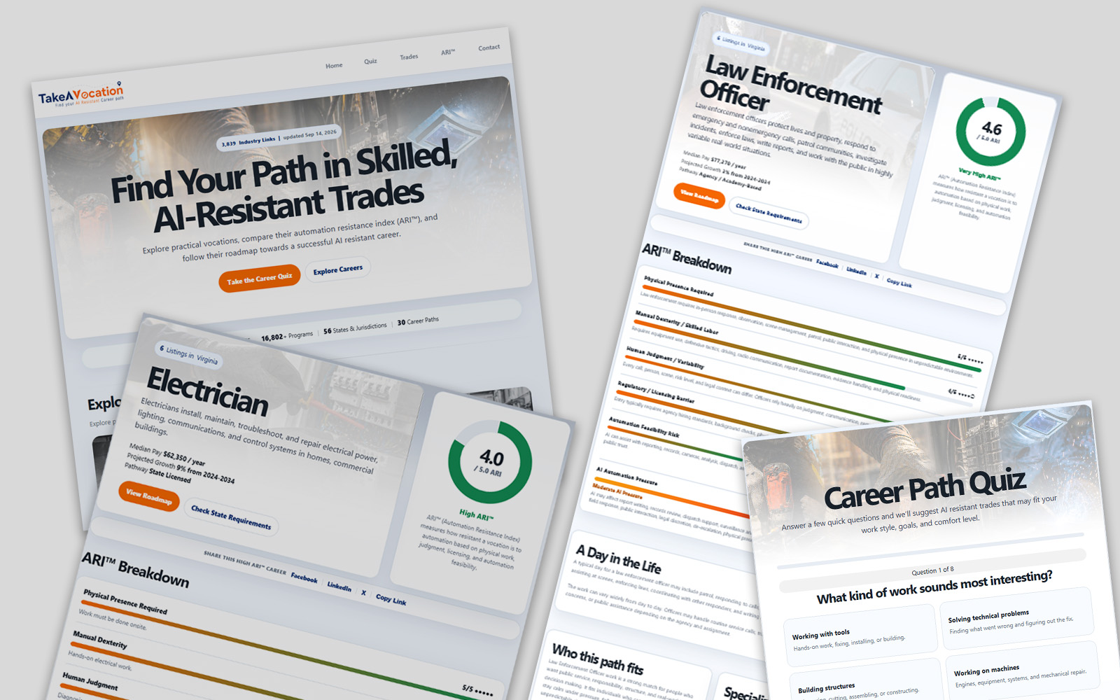 Take A Vocation career discovery interface